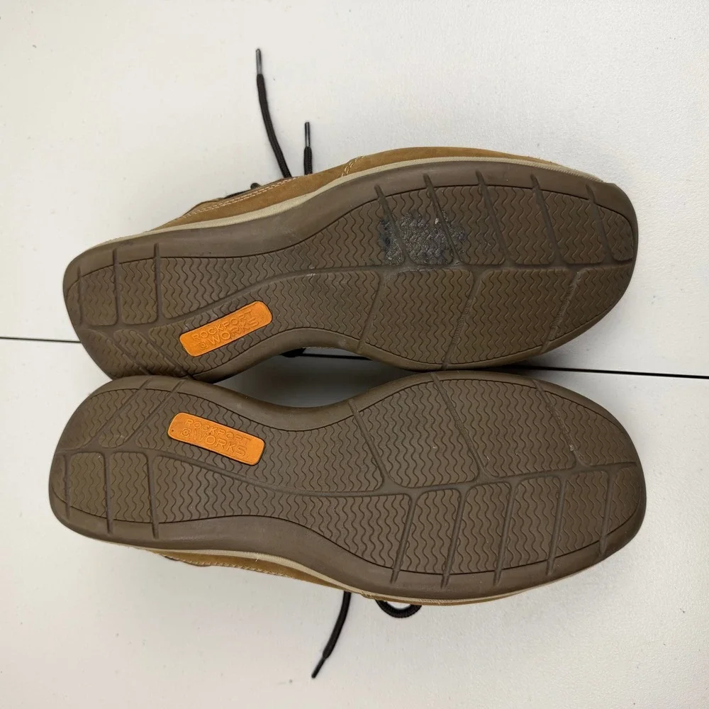 Rockport Works RK6736‎ Men's 10.5 M Brown Leather EH Steel Toe Boat Shoes